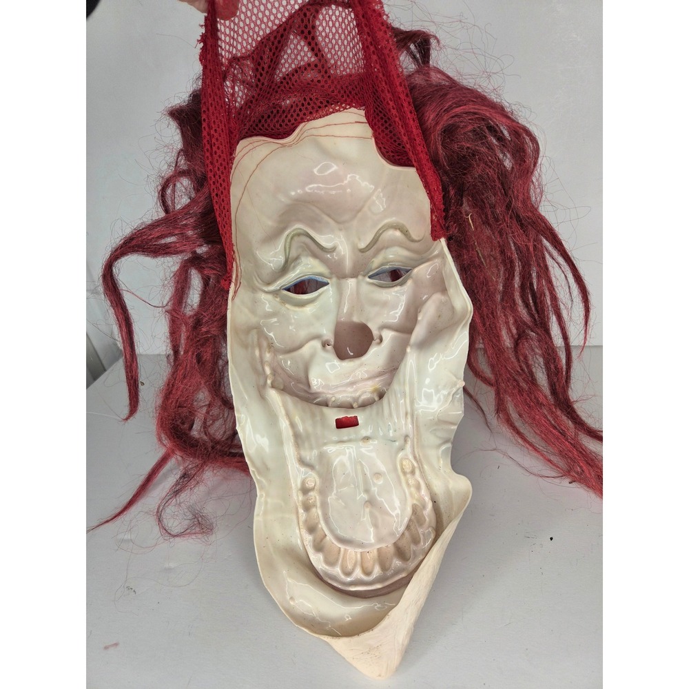 Scary Evil Clown Halloween Mask Red Hair Big Teeth Horror Costume Killer Klown - Picture 6 of 8